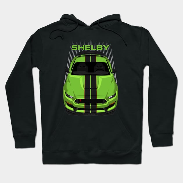 Ford Mustang Shelby GT350R 2015 - 2020 - Grabber Lime - Black Stripes Hoodie by V8social